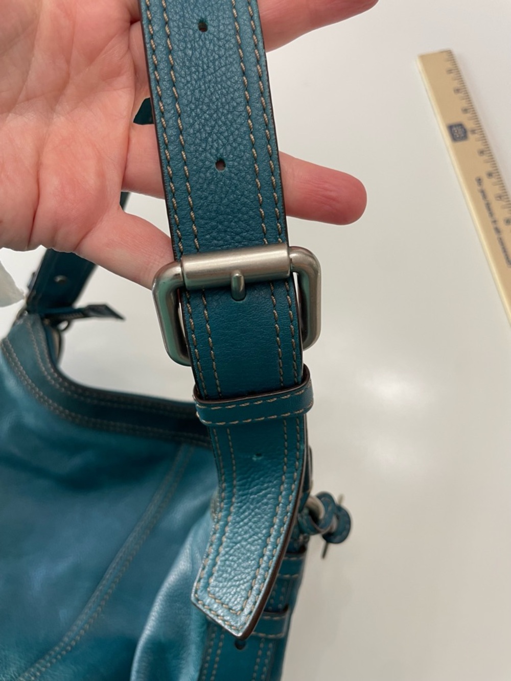 Fossil Teal Leather Maddox Hobo Shoulder Bag - Picture 8 of 12